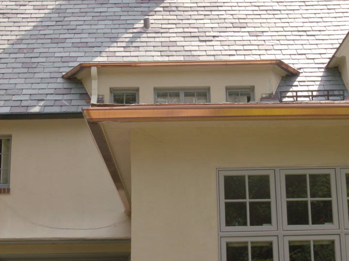 Custom Copper Gutters near Indianapolis, 6" Kstyle seamless copper
