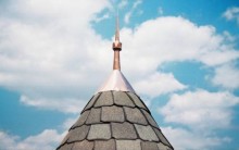 Copper finial for turret roof, installed.