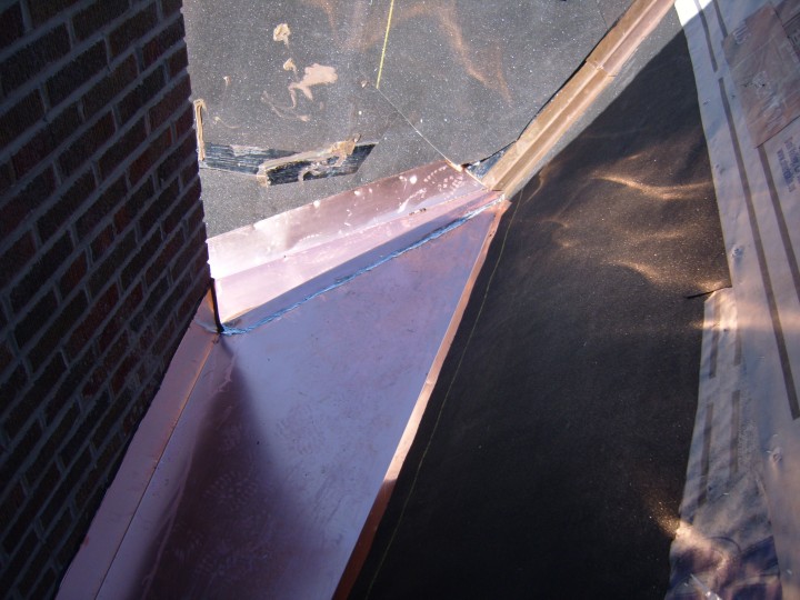 Custom Copper Chimney Saddles (or "crickets")